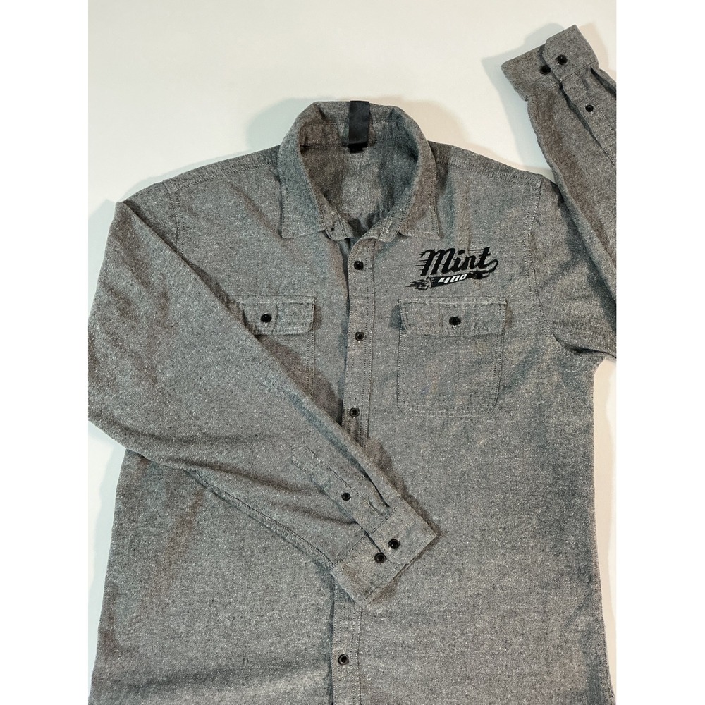 Burnside Men's Gray Flannel Shirt Mint 400 Off Road Racing Embroidered Logo XL